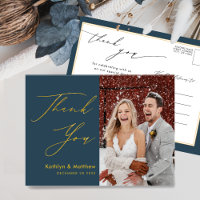 Dusty Blue Modern Script Simple Wedding Vielen Dan