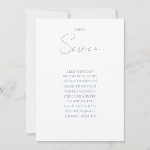 Dusty Blue Modern Seating Chart Tischnummer