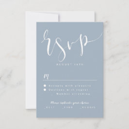 Dusty Blue Modern Simple Script Hochzeit RSVP