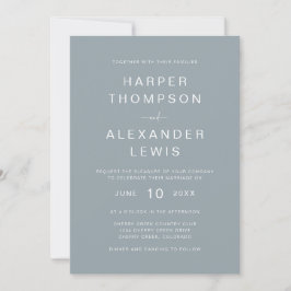 Dusty Blue Modern Typografy Wedding Einladung