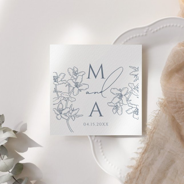 Dusty Blue Modern Vintag Monogram Wedding Serviette (Von Creator hochgeladen)