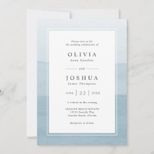 Dusty Blue Modern Watercolor Wedding Einladung