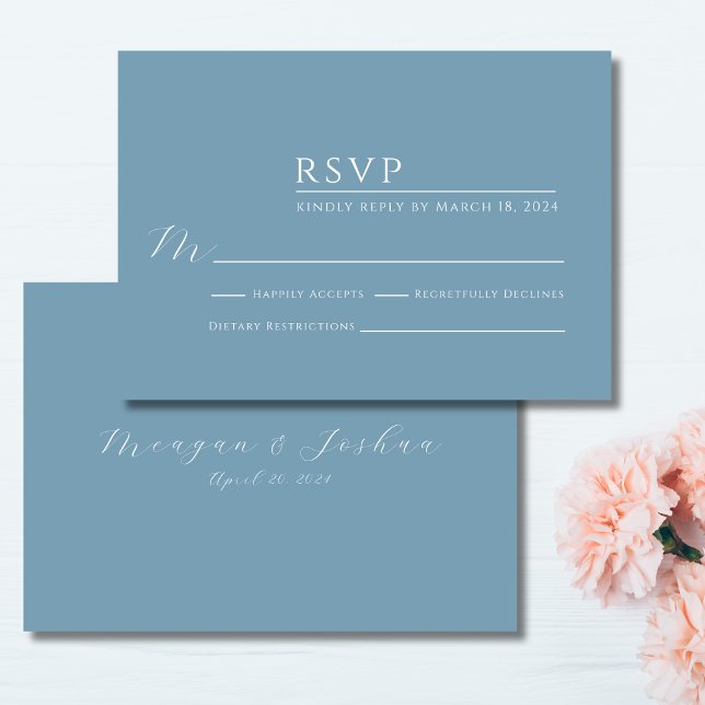 Dusty Blue Modern Wedding Carte RSVP (Créateur téléchargé)