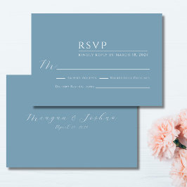 Dusty Blue Modern Wedding RSVP Card Karte