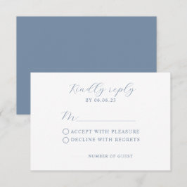 Dusty Blue Modern Wedding RSVP Card Karte