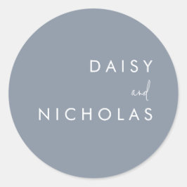 Dusty Blue Modern Wedding Verlobung Runder Aufkleber
