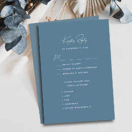 Dusty Blue Modern Whimsical Script Wedding RSVP Karte