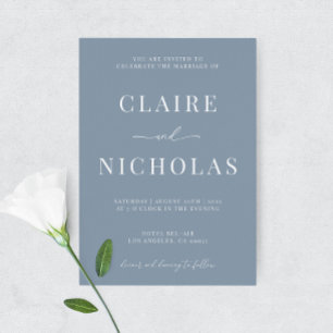 Dusty Blue Moderne Elégant Mariage Invitation