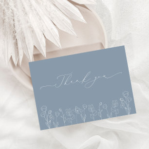 Dusty Blue moderne Hochzeit Danke Card