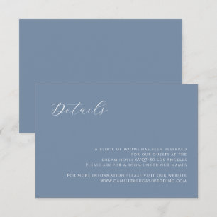 Dusty Blue moderne Mariage Détails carte