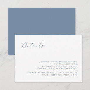 Dusty Blue moderne Mariage Détails carte