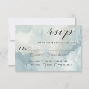 Dusty Blue Moderne RSVP Abstrait avec Entrees