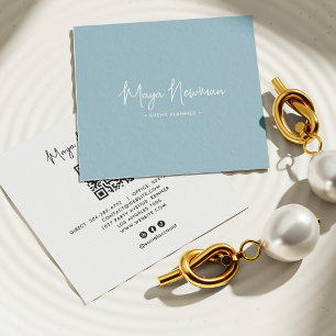 DUSTY BLUE Moderner CHIC Minimal QR Code Quadratische Visitenkarte