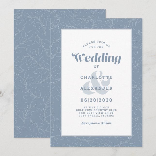 Dusty Blue | Modernes, einfaches Muster für Abstra Einladung (Vorne/Hinten)