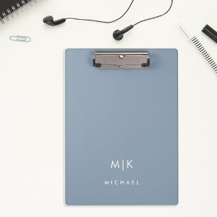 Dusty Blue Modernes Monogramm Klemmbrett