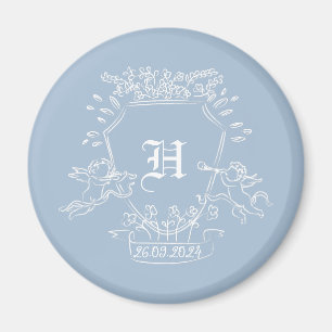 Dusty Blue Monogram Baby Shower Fevor Magnet