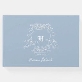 Dusty Blue Monogram Baby shower Livre d'or