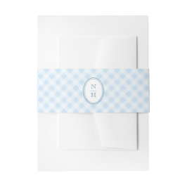 Dusty Blue Monogram Crest Wedding Invitation Belly Einladungsbanderole