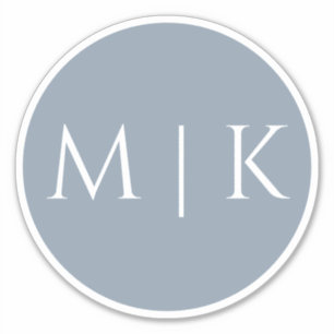 Dusty Blue Monogram Elegant Einfache Minimale Hoch Aufkleber