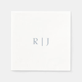 Dusty Blue Monogram Initials Minimale Hochzeit Serviette