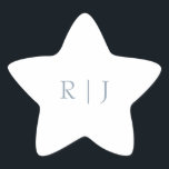 Dusty Blue Monogram Initials Minimale Hochzeit Stern-Aufkleber<br><div class="desc">Entworfen mit Textvorlage für mit Monogramm Initialen,  die Sie anpassen können!</div>