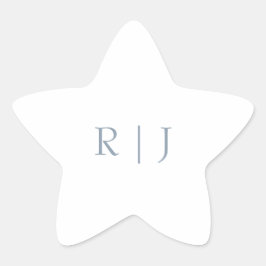 Dusty Blue Monogram Initials Minimale Hochzeit Stern-Aufkleber