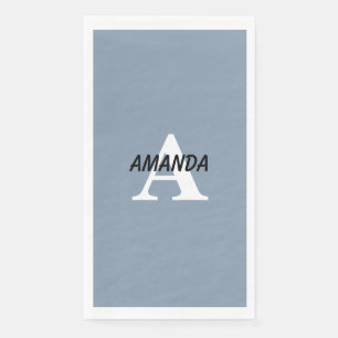 Dusty Blue Monogram Name Brautparty Geburtstag Serviette