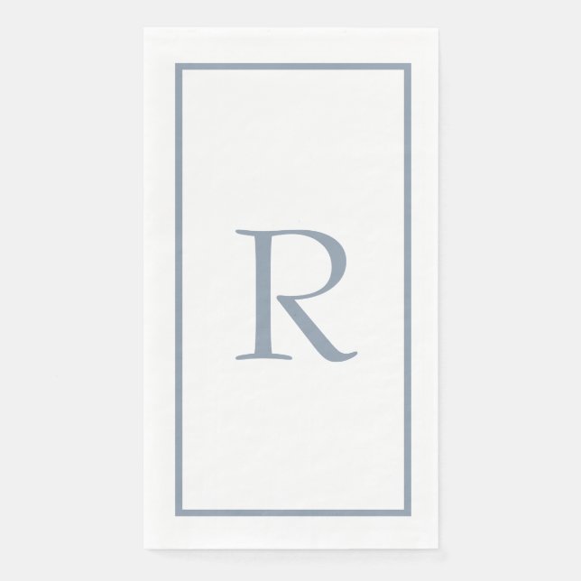 Dusty Blue Monogram Name Wedding Brautparty Serviette (Vorderseite)
