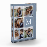 Dusty Blue Monogram Newlyweds Foto Block<br><div class="desc">Laden Sie Ihre Lieblingsfotos hoch,  um einen einzigartigen monogramm-Foto-Keepake zu erstellen</div>