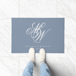 Dusty Blue Monogram Newlyweds Fußmatte