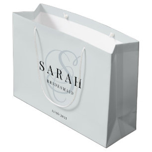 Dusty Blue Monogram Personalisiert Bridesmaid Große Geschenktüte