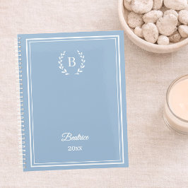 Dusty blue Monogram Personalized Quiet Luxury Notizbuch