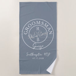Dusty Blue Monogram Trauzeuge Strandtuch