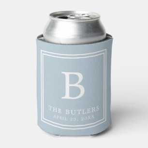 Dusty Blue Monogram Wedding Can Cooler Dosenkühler