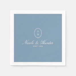 Dusty Blue  Monogram Wedding Crest Serviette