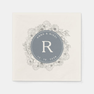 Dusty Blue Monogram Wedding Serviette