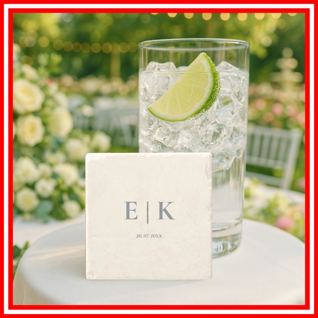 Dusty Blue Monogram Wedding Steinuntersetzer (Von Creator hochgeladen)