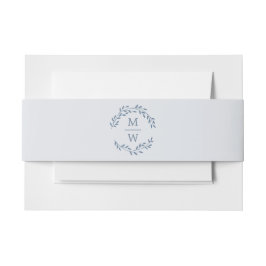 Dusty Blue Monogram Wreath Wedding Einladungsbanderole