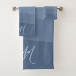 Dusty Blue Monogramme Géométrique