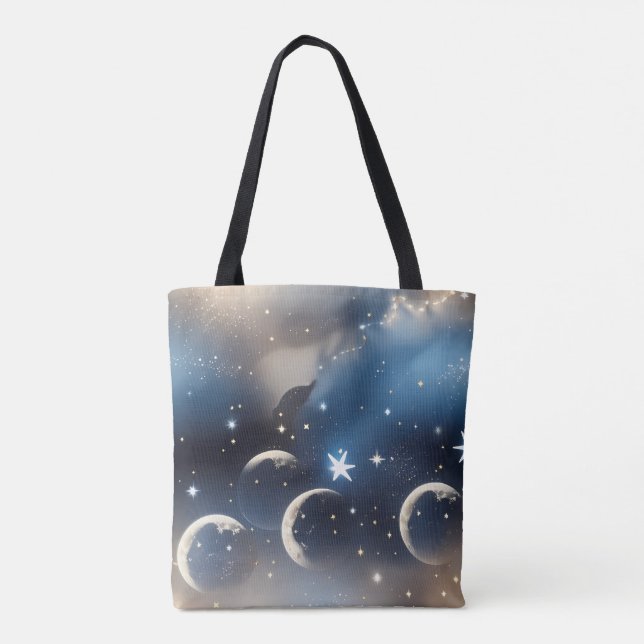 Dusty Blue Moon Muted Celestial Aesthetic Tasche (Rückseite)