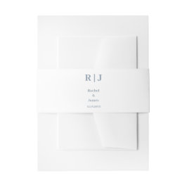 Dusty Blue Name Monogram Simple Elegante Wedding Einladungsbanderole