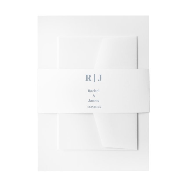 Dusty Blue Name Monogram Simple Elegante Wedding Einladungsbanderole (Vorderseite Beispiel)