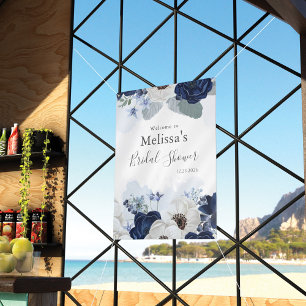 Dusty Blue Navy Bloom Floral Brautparty Banner