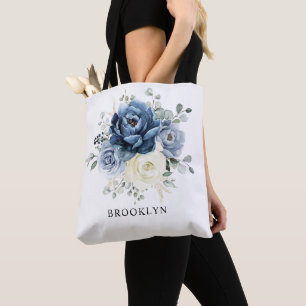 Dusty Blue Navy Champagne Elfenbein Blumenschmuck Tasche