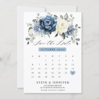 Dusty Blue Navy Champagne Elfenbeinblume Kalender 