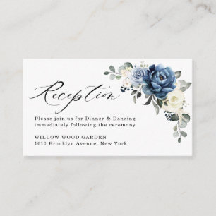 Dusty Blue Navy Champagne Hochzeitsempfang Begleitkarte