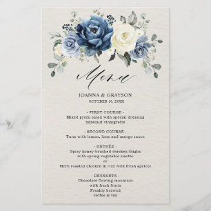 Dusty Blue Navy Champagne Hochzeitsmenü