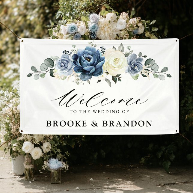 Dusty Blue Navy Champagne Ivory Brautparty Banner (Dusty Blue Navy Champagne Ivory Wedding welcome Banner)
