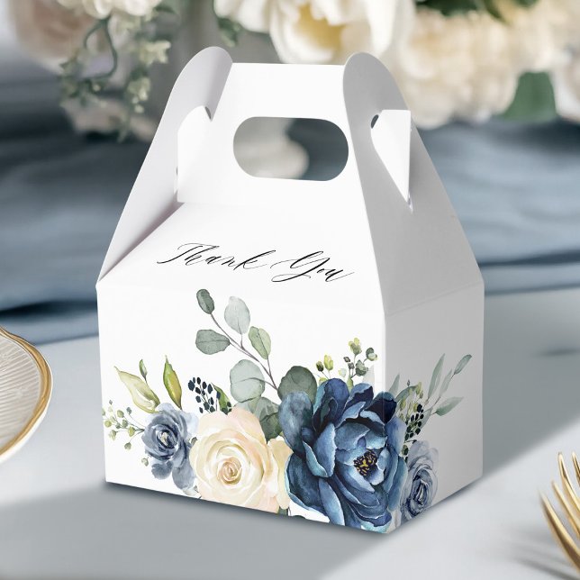 Dusty Blue Navy Champagne Ivory Brautparty Geschenkschachtel (Dusty Blue Navy Champagne Ivory Bridal Shower Thank You Favor Boxes)