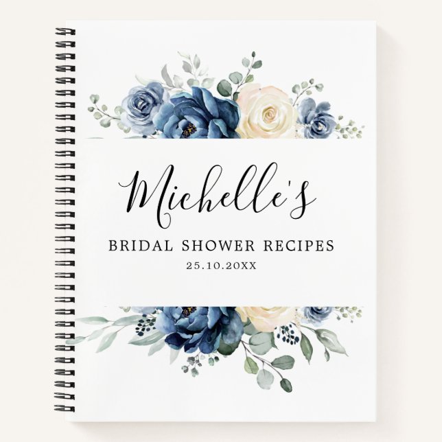 Dusty Blue Navy Champagne Ivory Brautparty Notizbuch (Vorderseite)